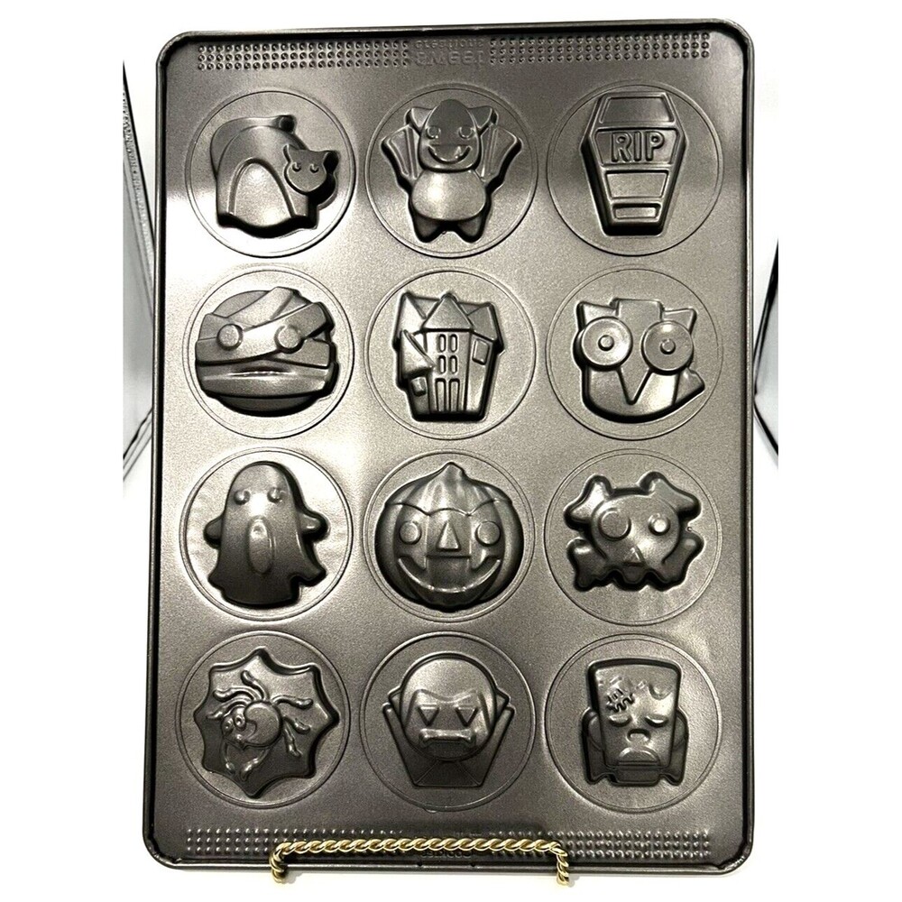 Halloween Cookie Sheet Pan 12-Cavity Nonstick Sweet Creations Baking Tray Spooky